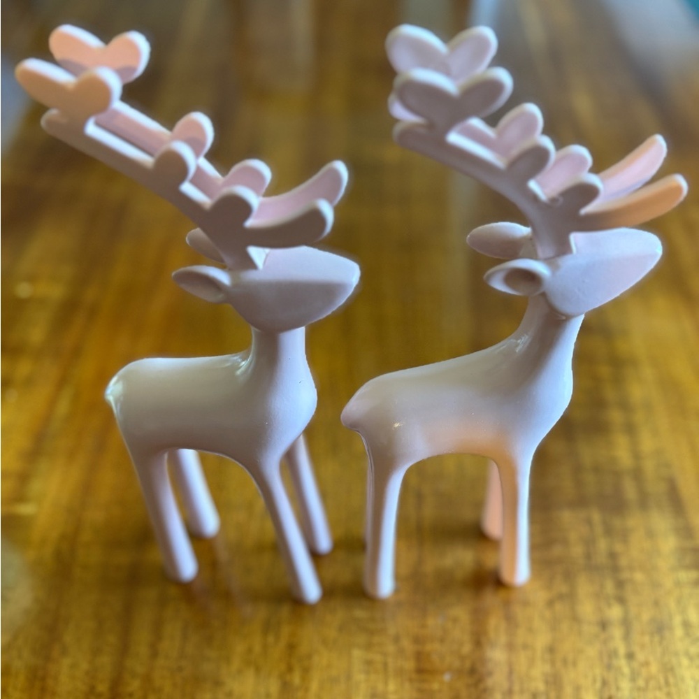 Martha Stewart 2 Pink Reindeers 11” High And 4” Wide